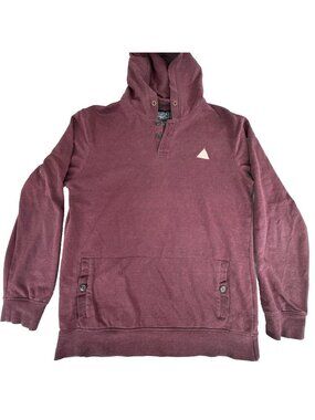 Dravus Mens L Burgundy Pullover Hoodie W/Buttons & Front Pocket Comfort Casual